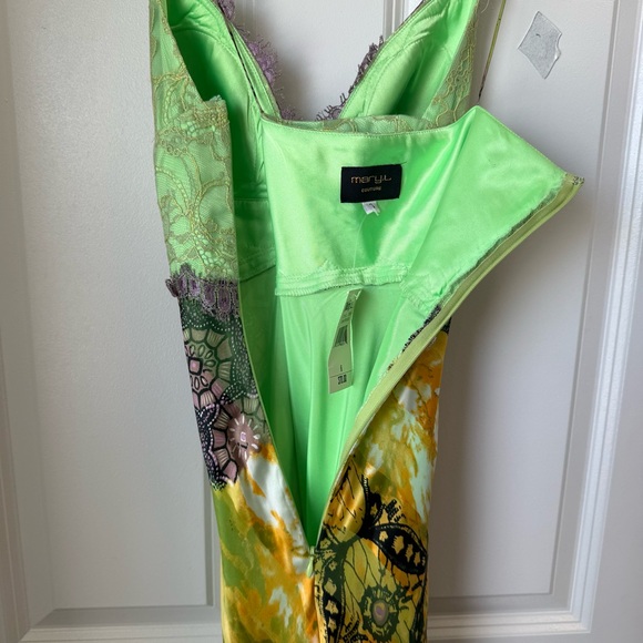 NWT Mary L Couture Maxi Dress Womens 6 Floral Silk Y2K Babydoll Mermaid Prom - Picture 7 of 16